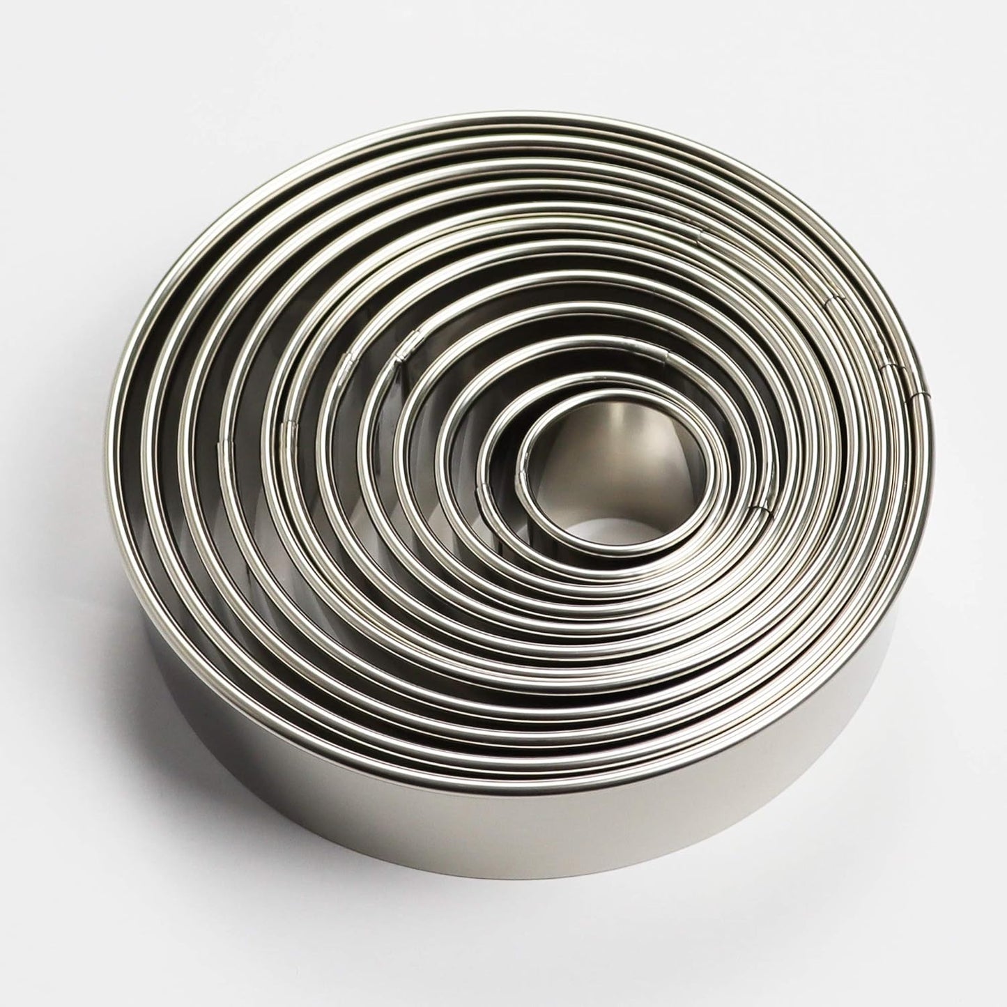 Stainless Steel round Cookie Cutter Set, 12 Circular Biscuit Cutters round Donut Ring Molds for Baking 1.2 Inch Height
