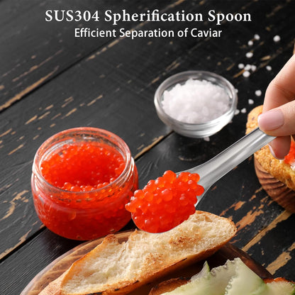 Caviar Maker Box, Spherification Dropper, Spherical Caviar Dispenser Rapid Popping Boba Molecular Gastronomy Kit with Caviar Spoons, Suction Tray & Syringe (Caviarmakerbox)