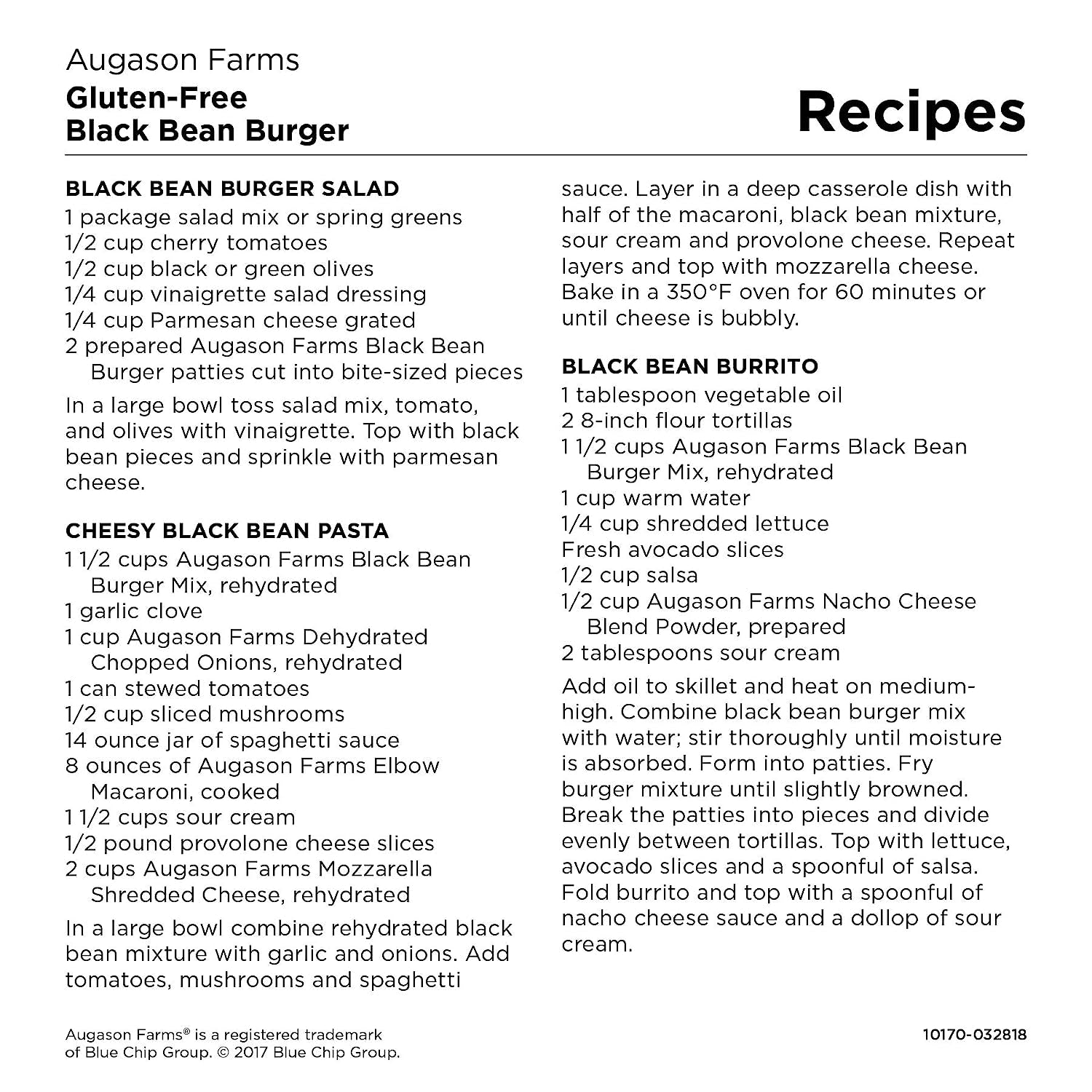 Gluten-Free Black Bean Burger 2 Lbs 14 Oz No. 10 Can 1 Pack