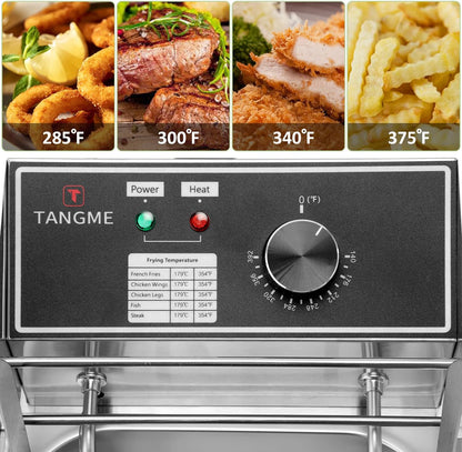Commercial Deep Fryer - 3400W Electric Deep Fryers with 2X6.35Qt Baskets 0.8Mm Thickened Stainless Steel Countertop Oil Fryer 20.7QT Large Capacity with Temperature Limiter (12L)