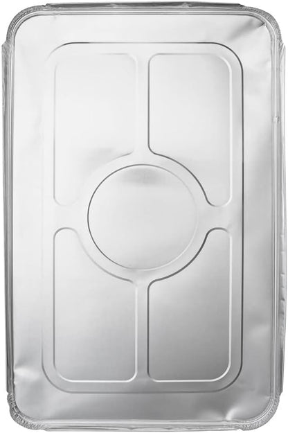 LIDS ONLY: Foil Lux Foil Pan Lids 25 Oven-Ready Foil Tray Lids -Fits Full-Size Steam Table Lids Freezable Silver Aluminum Disposableturkey Pan Lids Pans Sold Separately