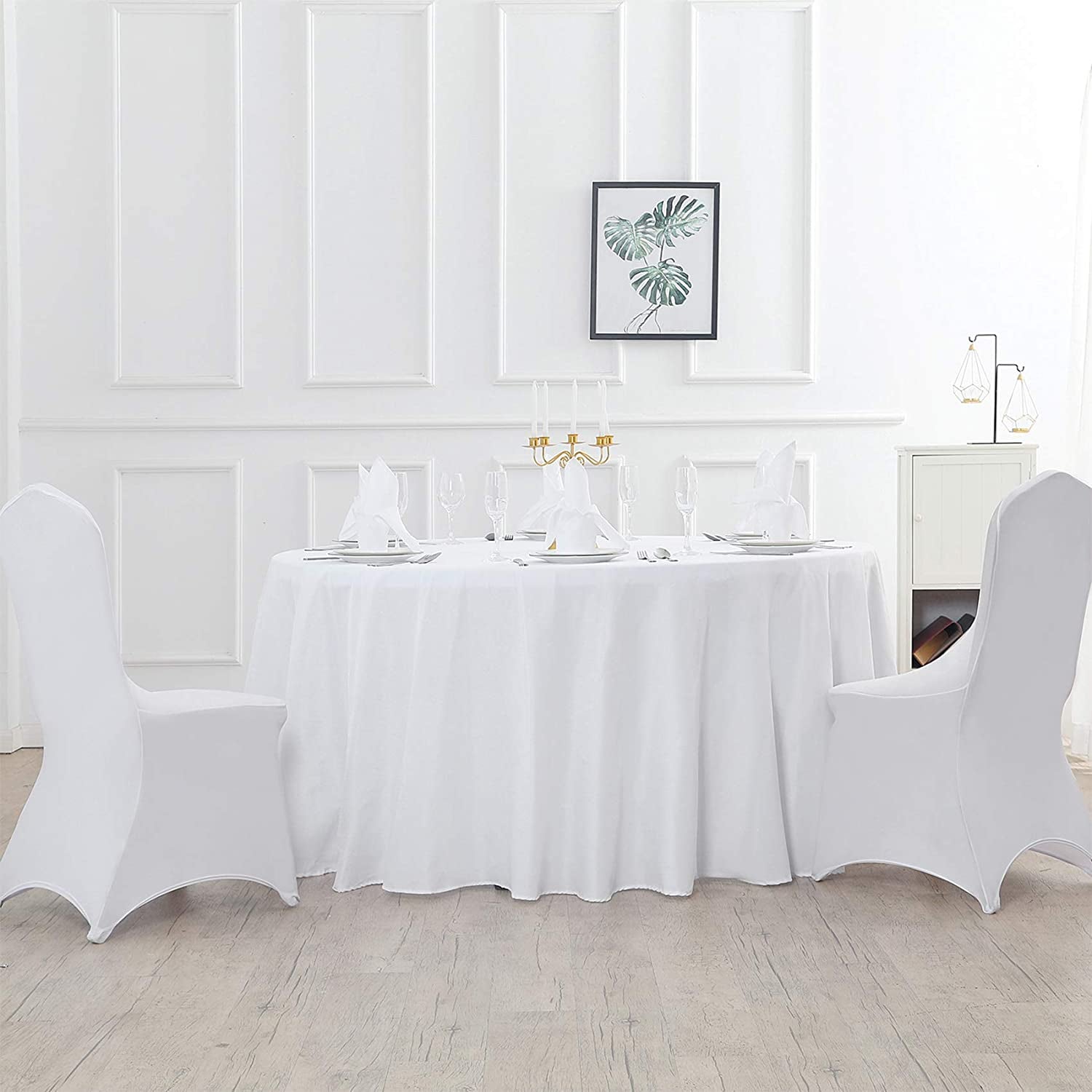 120 Inch round Tablecloth Washable Polyester Table Cloth Decorative Table Cover for Wedding Party Dining Banquet (120 Inch,White)