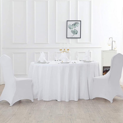 120 Inch round Tablecloth Washable Polyester Table Cloth Decorative Table Cover for Wedding Party Dining Banquet (120 Inch,White)
