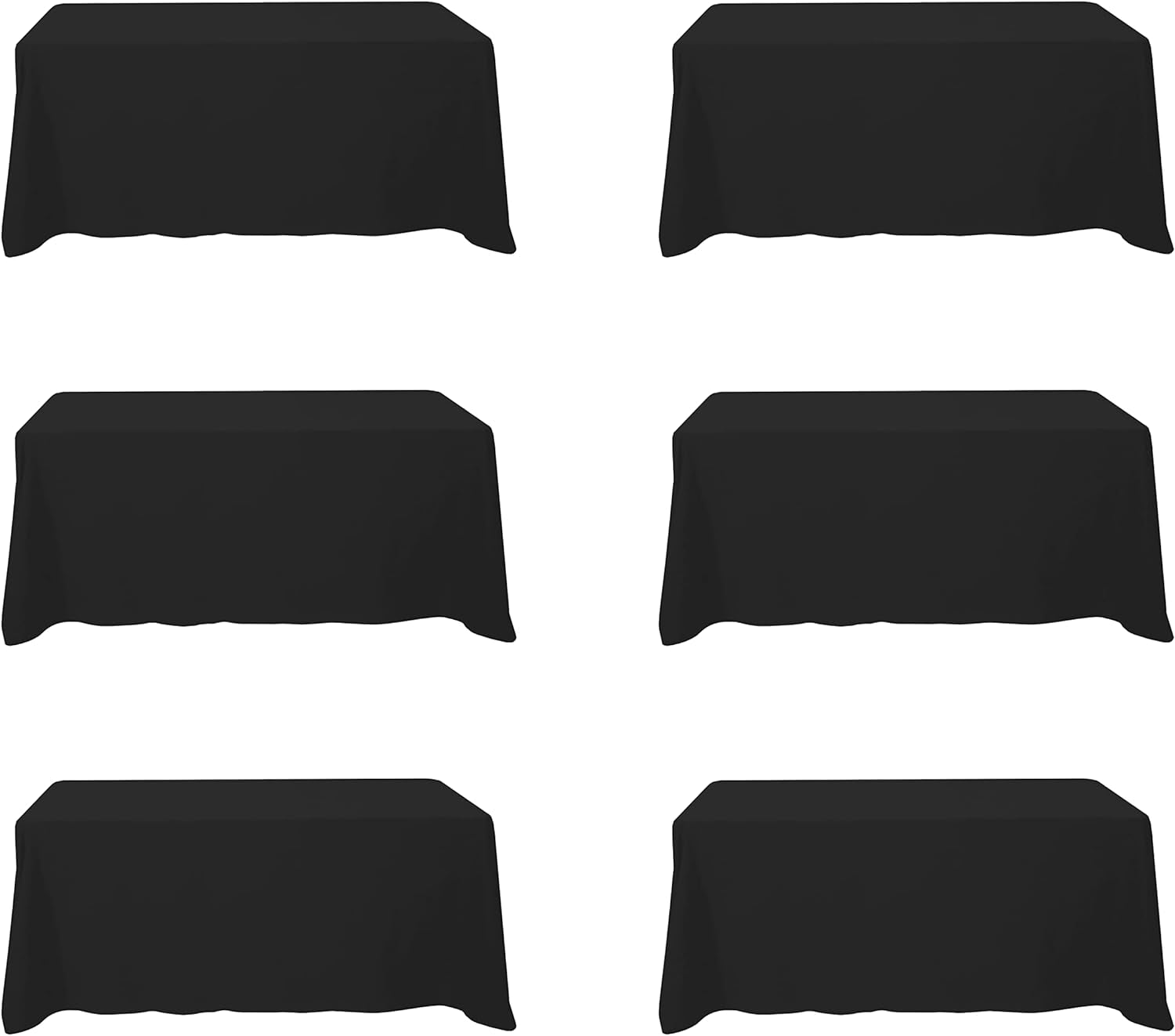 6 Pack Black Tablecloths for 6 Foot Rectangle Tables 90 X 132 Inch - 6Ft Rectangular Bulk Linen Polyester Fabric Washable Long Clothes for Wedding Reception Banquet Party Buffet Restaurant