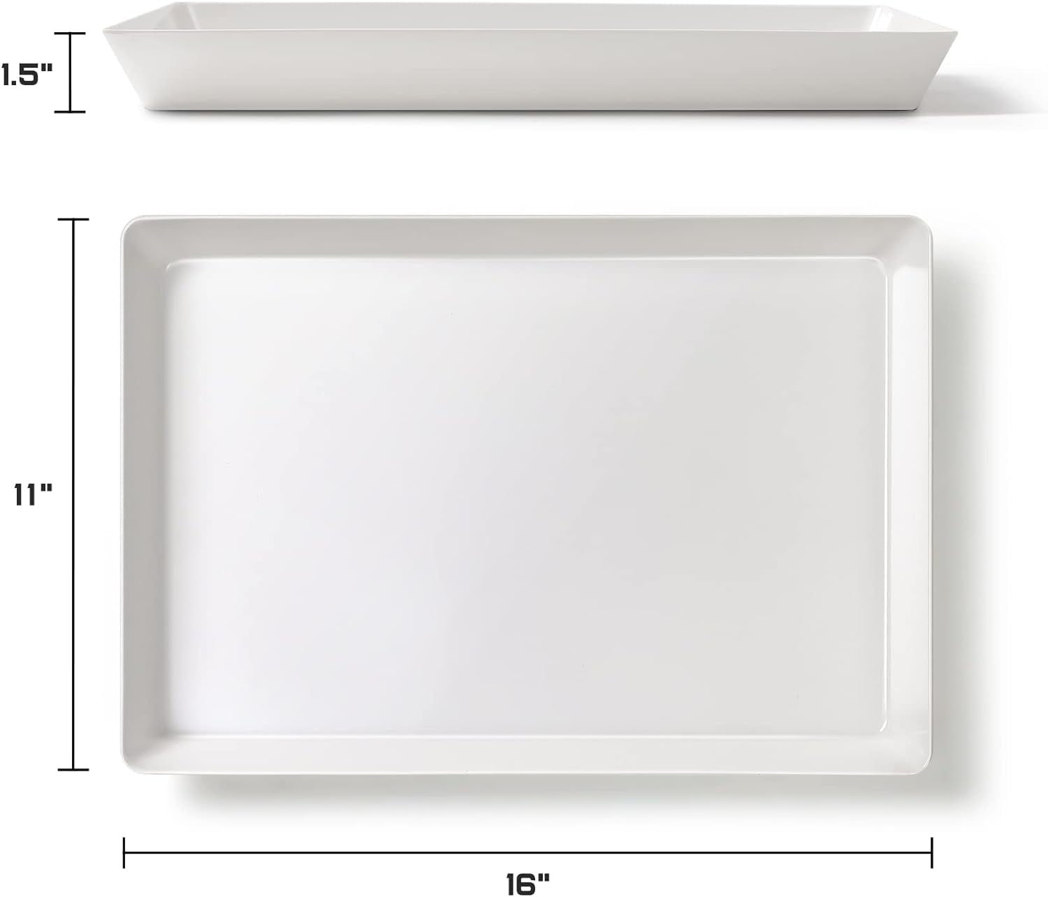 4-Pack 16" X 11" Large White Serving Trays Set - Reusable Plastic Serving Platters for Cookie, Appetizer, Charcuterie, Snack, Dessert, Party Food Display - Stackable Kitchen Countertop Tray, BPA Free