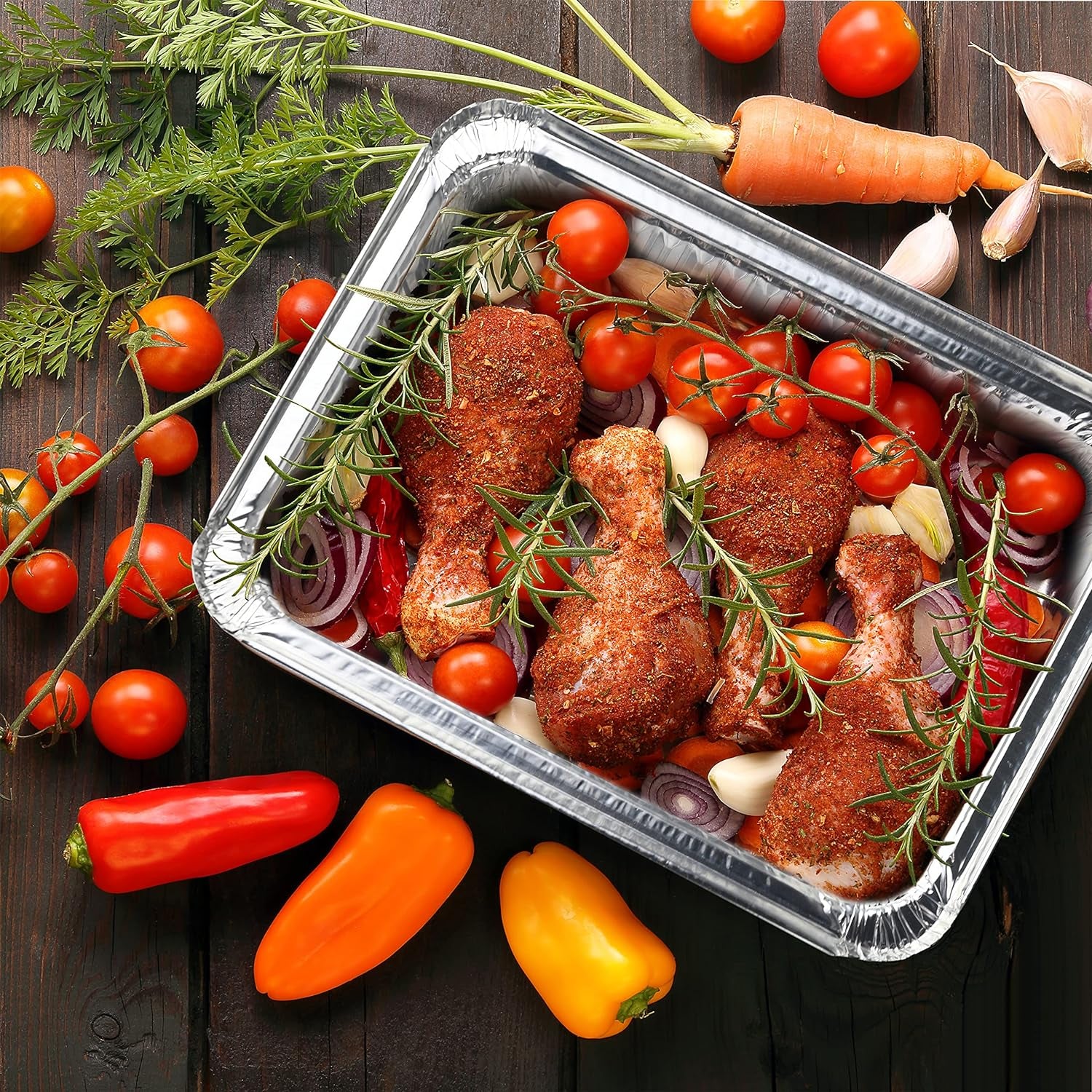 9" X 13 ” Aluminum Foil Pans with Lids (10 Pack) | Durable Disposable Half-Size Deep Steam Pan and Oven Buffet Trays | Food Containers for Catering, Baking, Roasting'