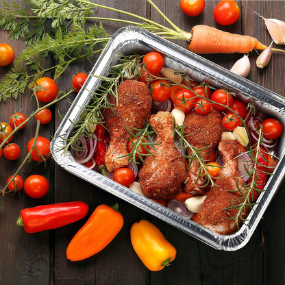 9" X 13 ” Aluminum Foil Pans with Lids (10 Pack) | Durable Disposable Half-Size Deep Steam Pan and Oven Buffet Trays | Food Containers for Catering, Baking, Roasting'