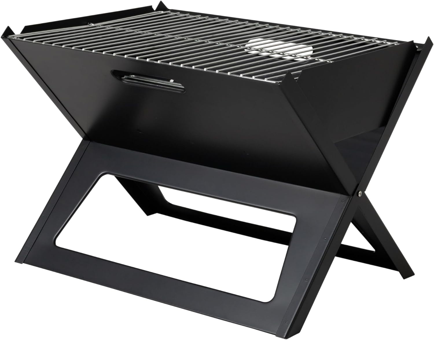 60508 Notebook BBQ Grill 3.5Mm Cooking Bars Instant Foldable & Easy Portability for Outdoor Barbecues Camping Traveling Picnics Garden Beach Party - Black
