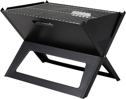 60508 Notebook BBQ Grill 3.5Mm Cooking Bars Instant Foldable & Easy Portability for Outdoor Barbecues Camping Traveling Picnics Garden Beach Party - Black