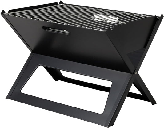 60508 Notebook BBQ Grill 3.5Mm Cooking Bars Instant Foldable & Easy Portability for Outdoor Barbecues Camping Traveling Picnics Garden Beach Party - Black