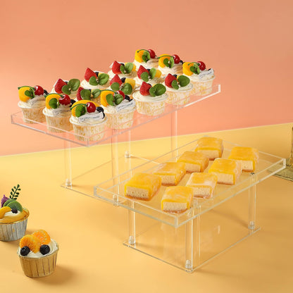 3 Pack Dessert Table Display Set, Clear Acrylic Dessert Stands Buffet Risers for Cupcakes Dessert Pastry Food Treat Tier Cookie Dessert Platter Serving Trays Stand for Wedding Birthday Party