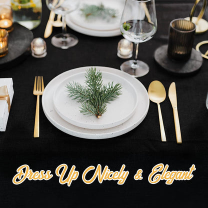 6 Pack Black round Tablecloths 120 Inch - Circle Bulk Linen Polyester Fabric Washable Table Clothes Cover for Wedding Reception Banquet Birthday Party Buffet Restaurant