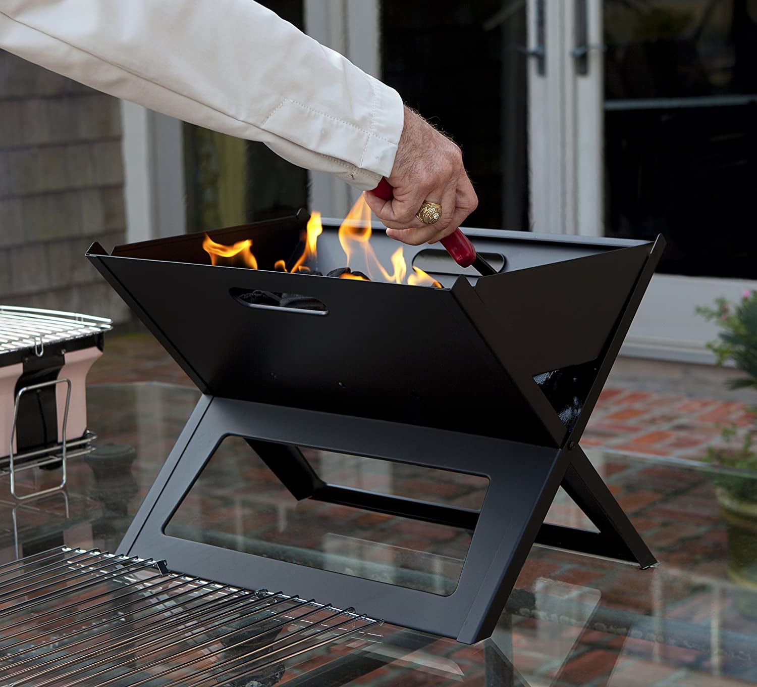 60508 Notebook BBQ Grill 3.5Mm Cooking Bars Instant Foldable & Easy Portability for Outdoor Barbecues Camping Traveling Picnics Garden Beach Party - Black