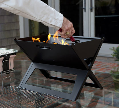 60508 Notebook BBQ Grill 3.5Mm Cooking Bars Instant Foldable & Easy Portability for Outdoor Barbecues Camping Traveling Picnics Garden Beach Party - Black