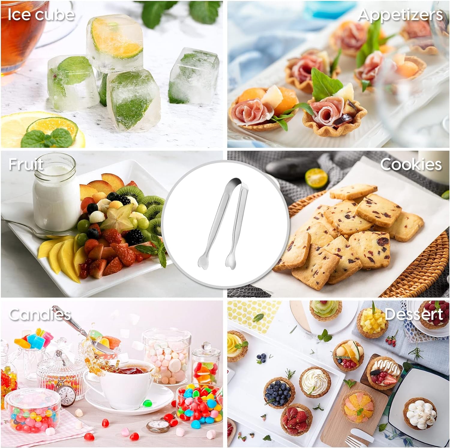 Mini Serving Tongs,  18-Packs Stainless Steel, 4.3Inch, Kitchen / Appetizers Tongs for Coffee Bar, Tea / Desserts Party, Sugar and Ice Bucket