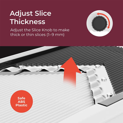 living Mandoline Slicer for Kitchen, Adjustable Vegetable Chopper, Fruit, Cheese Grater, Potato Chips Slicer - White