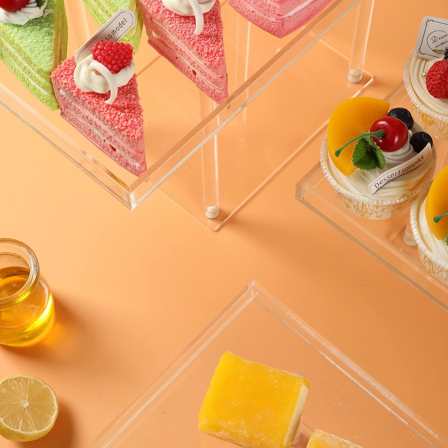 3 Pack Dessert Table Display Set, Clear Acrylic Dessert Stands Buffet Risers for Cupcakes Dessert Pastry Food Treat Tier Cookie Dessert Platter Serving Trays Stand for Wedding Birthday Party