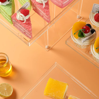 3 Pack Dessert Table Display Set, Clear Acrylic Dessert Stands Buffet Risers for Cupcakes Dessert Pastry Food Treat Tier Cookie Dessert Platter Serving Trays Stand for Wedding Birthday Party