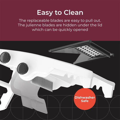 living Mandoline Slicer for Kitchen, Adjustable Vegetable Chopper, Fruit, Cheese Grater, Potato Chips Slicer - White
