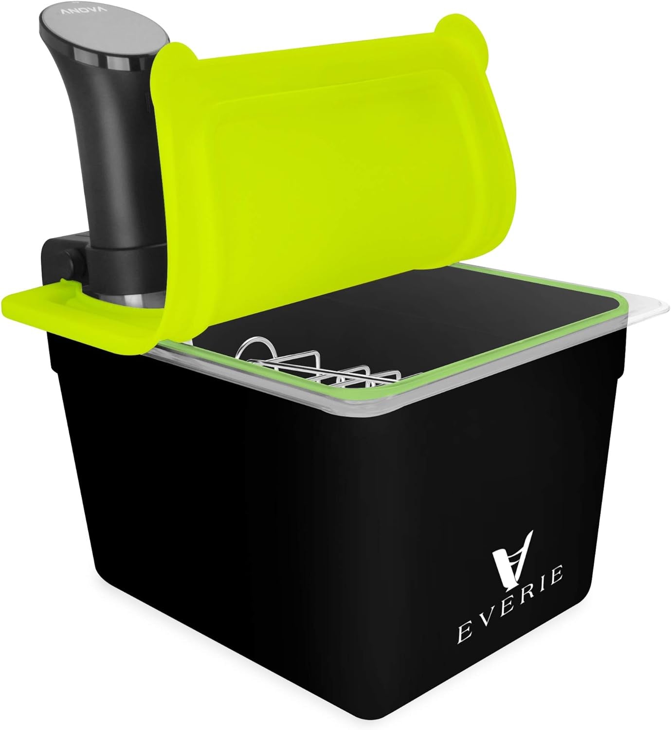 Sous Vide Container with Universal Silicone Lid and Rack Sleeve Compatible Anova All Models,Breville Joule, Instant Pot Cooker (KIT-TY-GJ)