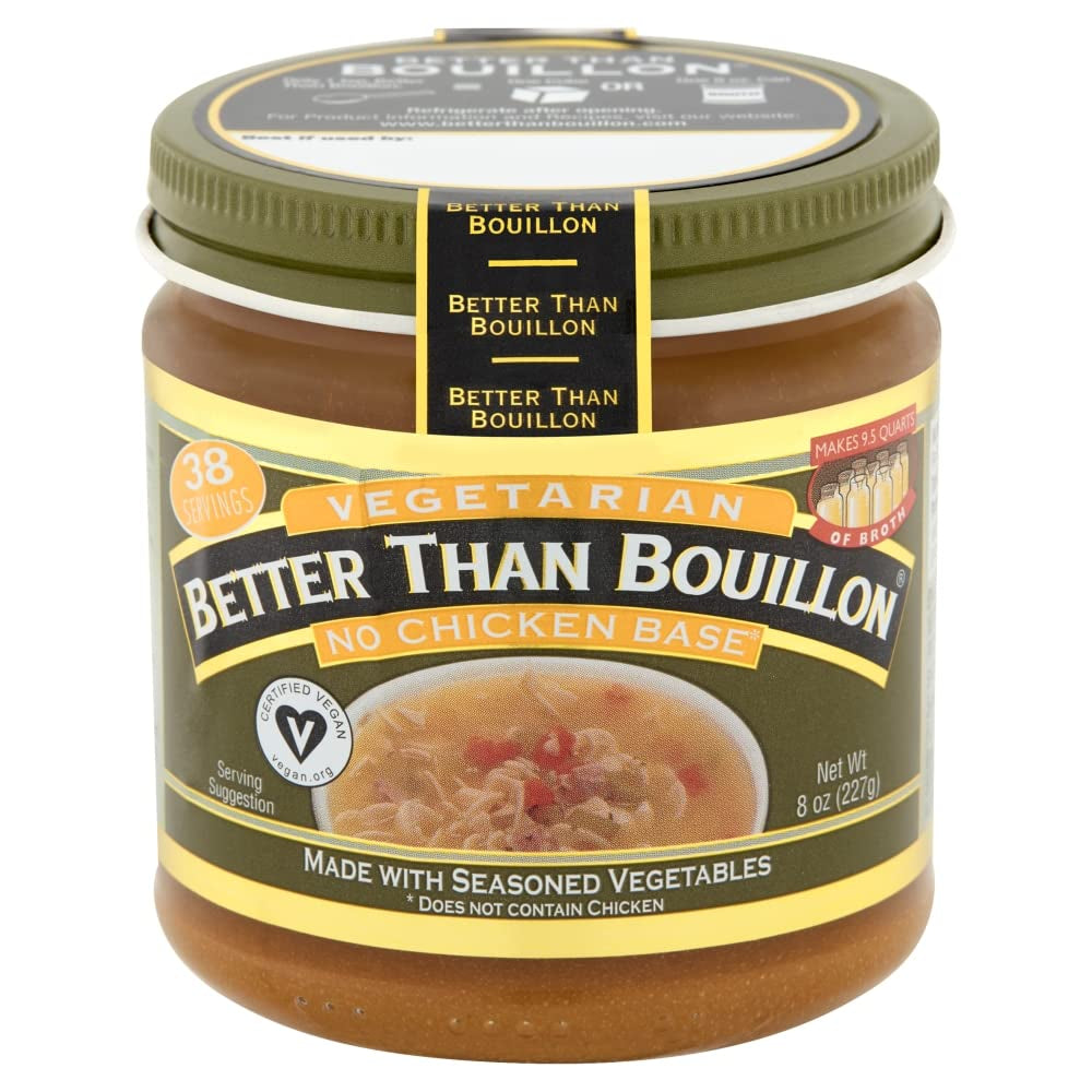 Vegetarian No Chicken Base, Made with Seasoned Vegetables, Certified Vegan, Makes 9.5 Quarts of Broth, 38 Servings, 8 OZ Jar (Pack of 1)