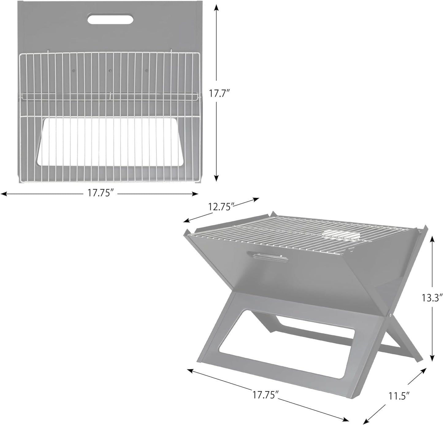 60508 Notebook BBQ Grill 3.5Mm Cooking Bars Instant Foldable & Easy Portability for Outdoor Barbecues Camping Traveling Picnics Garden Beach Party - Black