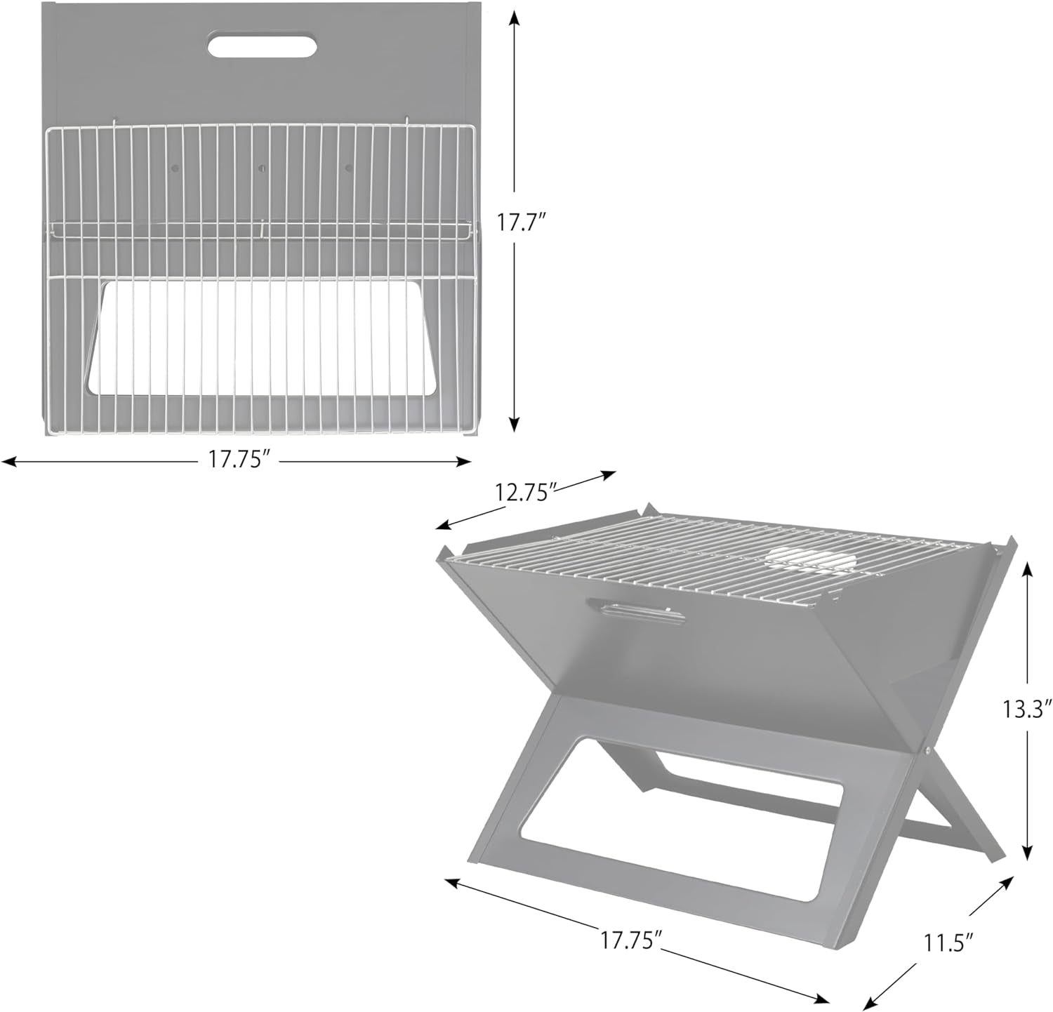 60508 Notebook BBQ Grill 3.5Mm Cooking Bars Instant Foldable & Easy Portability for Outdoor Barbecues Camping Traveling Picnics Garden Beach Party - Black