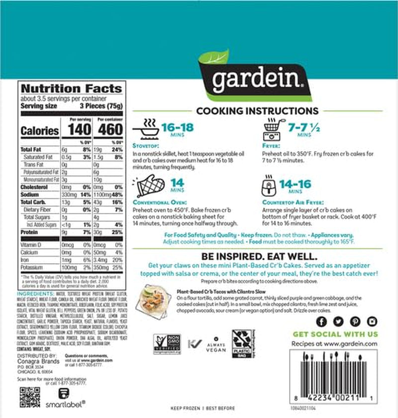 Mini Crispy Plant-Based Crabless Cakes, Vegan, Frozen, 8.8 Oz.