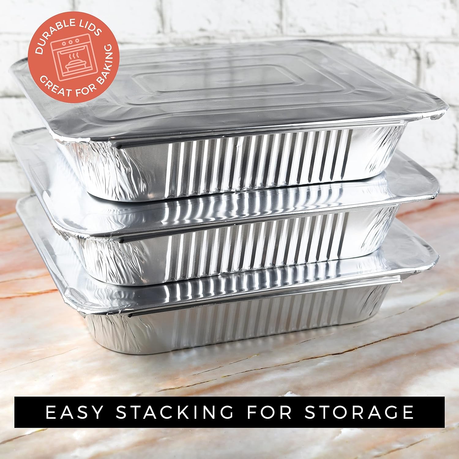 9" X 13 ” Aluminum Foil Pans with Lids (10 Pack) | Durable Disposable Half-Size Deep Steam Pan and Oven Buffet Trays | Food Containers for Catering, Baking, Roasting'