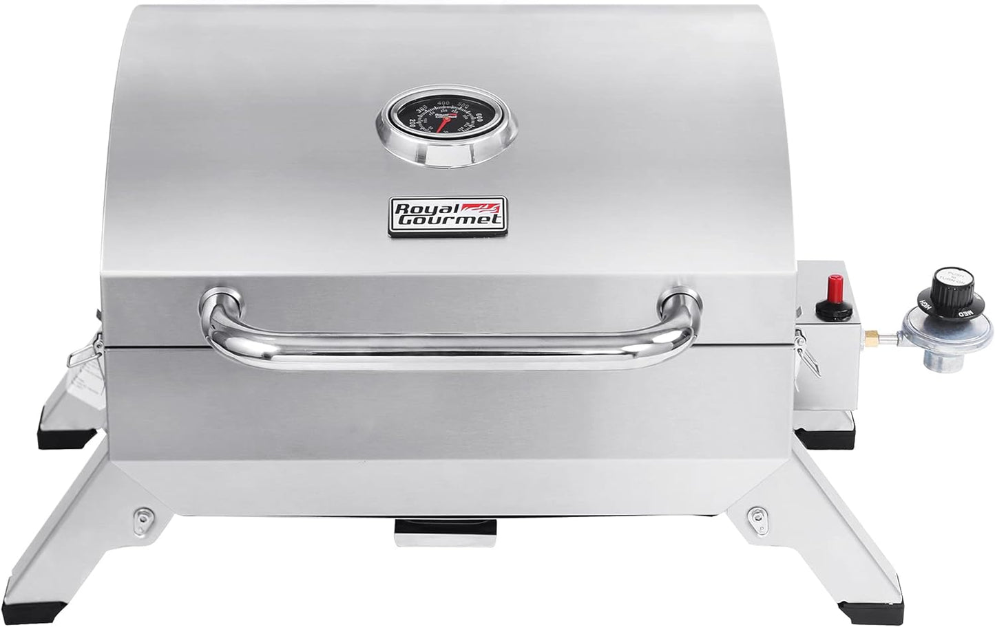 GT1001 Stainless Steel Portable Grill, 10000 BTU BBQ Tabletop Gas Grill with Folding Legs and Lockable Lid, Outdoor Camping, Deck and Tailgating, Silver