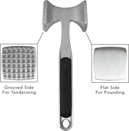 Gourmet Multi Sided Meat Tenderizer for Pounding Meats, Nuts, Shellfish, Ect, Hang Hole for Easy Storage, Hand Wash, One Size, Black