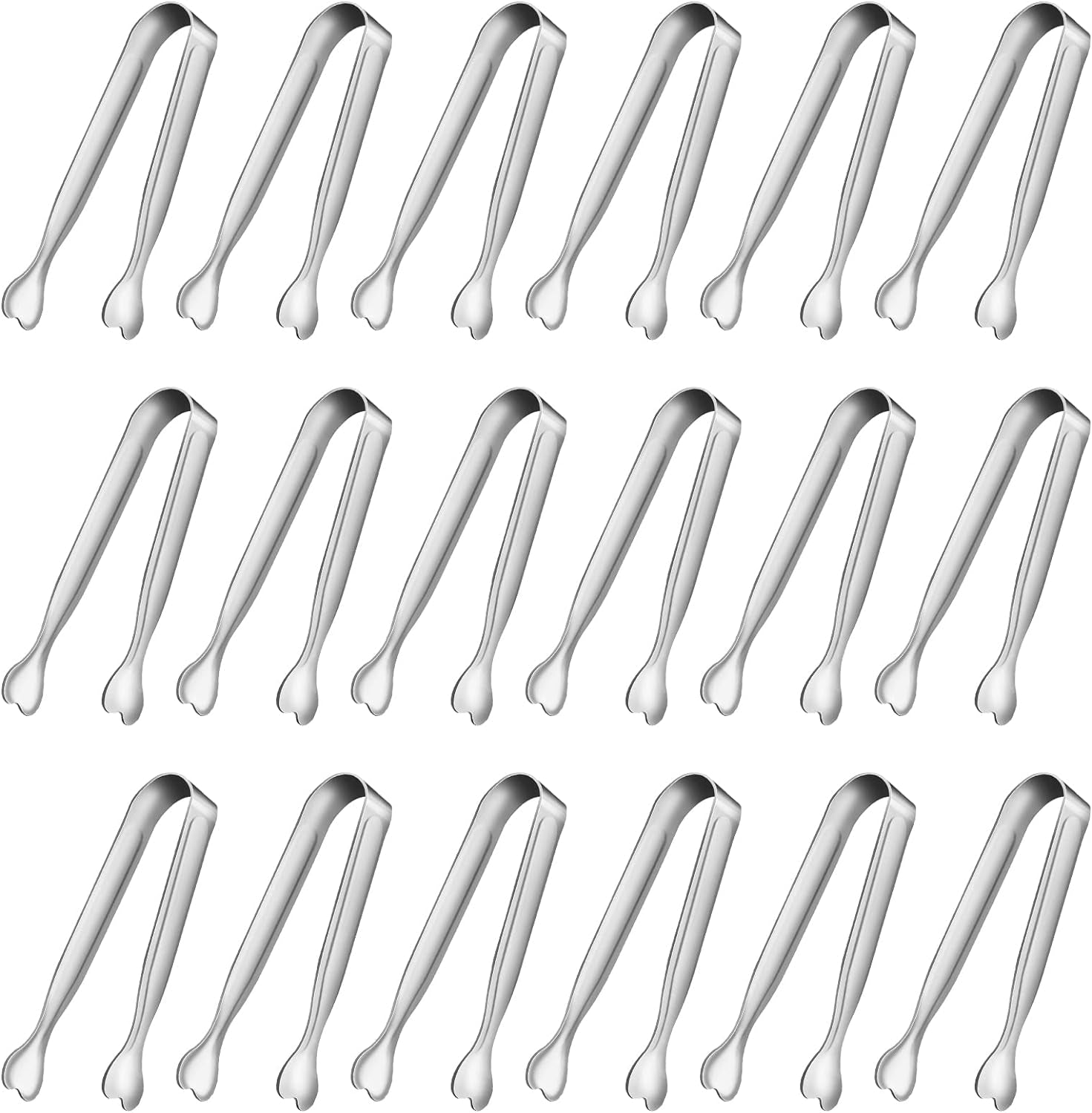 Mini Serving Tongs,  18-Packs Stainless Steel, 4.3Inch, Kitchen / Appetizers Tongs for Coffee Bar, Tea / Desserts Party, Sugar and Ice Bucket