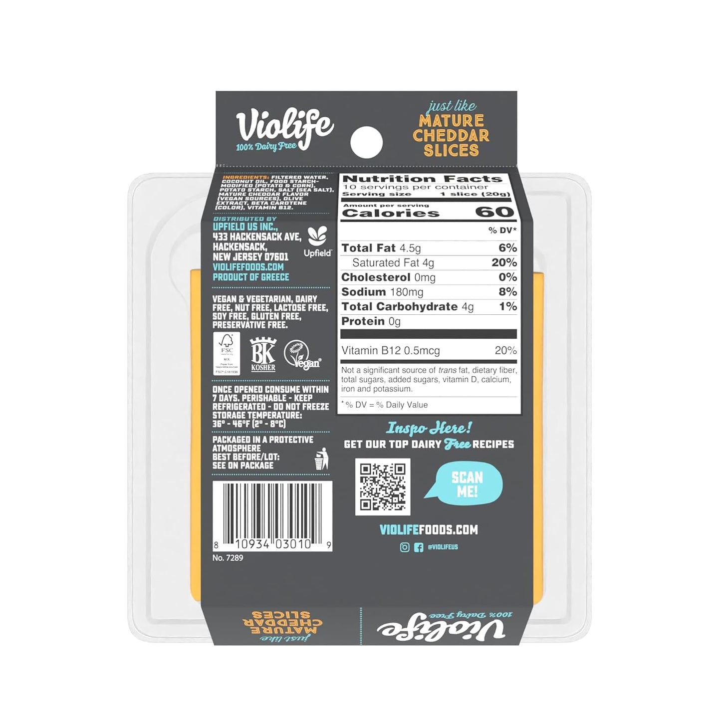 Violife, Mature Cheddar Style Slices, 7.05 Ounce