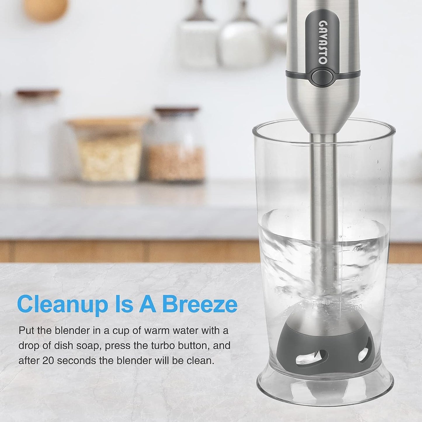 Immersion Blender 800 Watts Scratch Resistant Hand Blender,15 Speed and Turbo Mode Hand Mixer, Heavy Duty Copper Motor Stainless Steel Smart Stick with Egg Beaters and Chopper/Food Processor