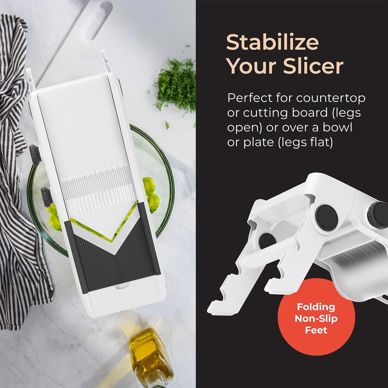 living Mandoline Slicer for Kitchen, Adjustable Vegetable Chopper, Fruit, Cheese Grater, Potato Chips Slicer - White