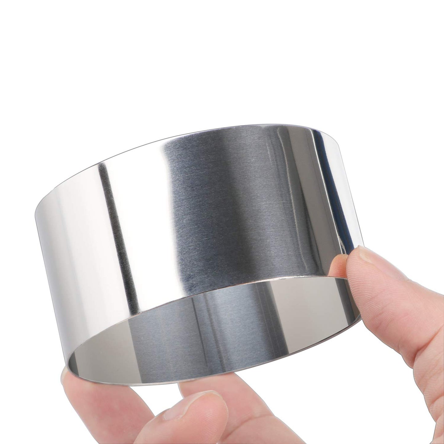 round Cake Ring Mold, Stainless Steel 3 Inch Dessert Mousse Molds with Pusher & Lifter Cooking Rings, Tuna Tartare Mold (Include 4 Rings and 1 Pusher)