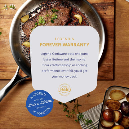 Legend 5 Ply 14 Pc All Stainless Steel Heavy Pots & Pans Set | Professional Quality Cookware 5Ply Clad Home Cooking & Commercial Kitchen Surface Induction Oven Safe | Non-Teflon PFOA, PTFE & PFOS Free