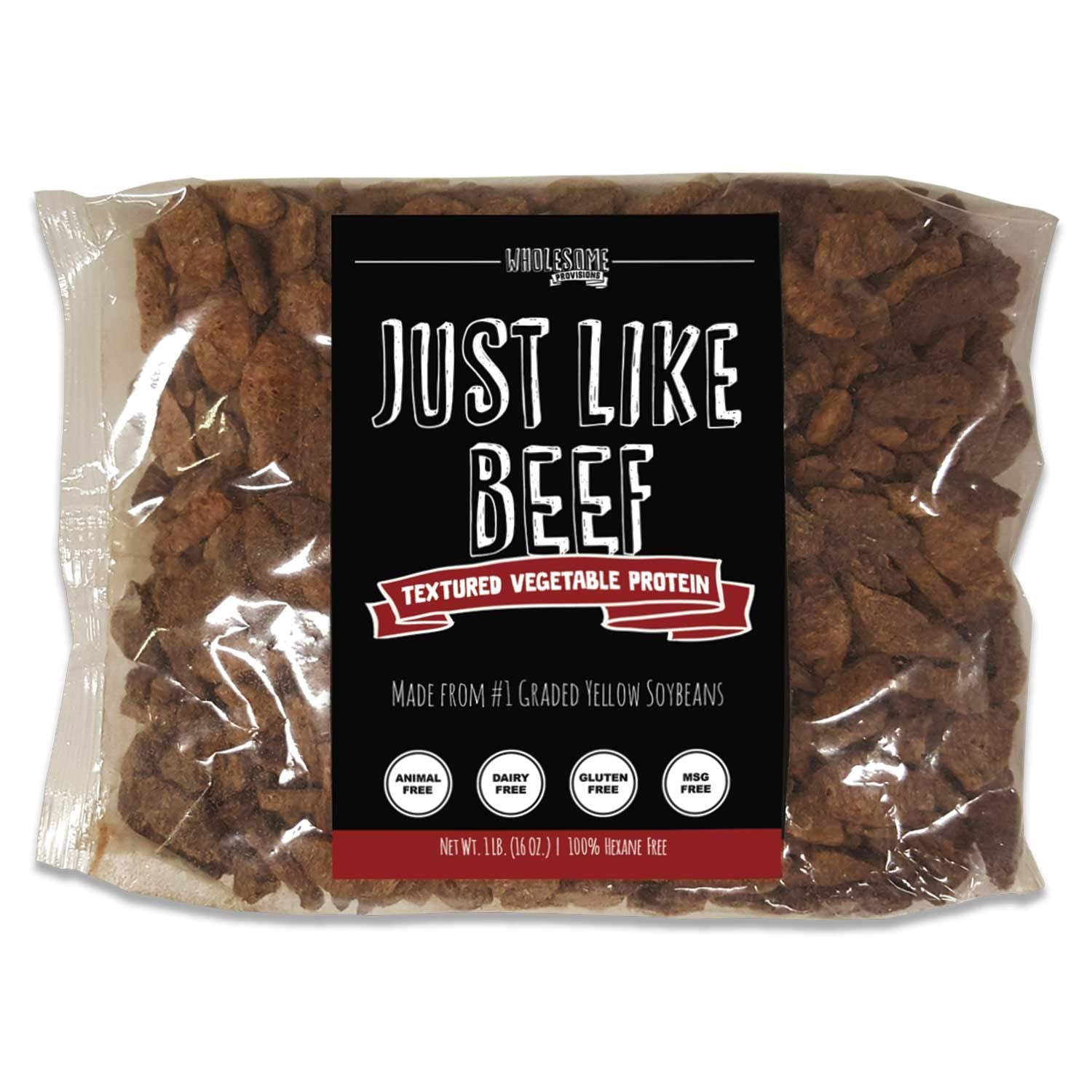 Textured Vegetable Protein, Vegan Meat Substitute, 100% Hexane Free, Made with #1 Graded Yellow Soybeans, Made in US, Gluten Free, Just like Beef, Unflavored (1 Package)
