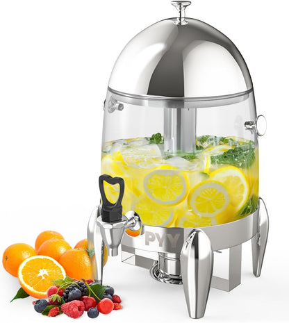 3 Gallon Beverage Dispenser for Hot & Cold Drinks with Ice Core and Stand,Coffee & Chafer Urn for Parties, Buffets,Catering,Clear Plastic Container for Punch, Juice, Lemonade, Tea, Water