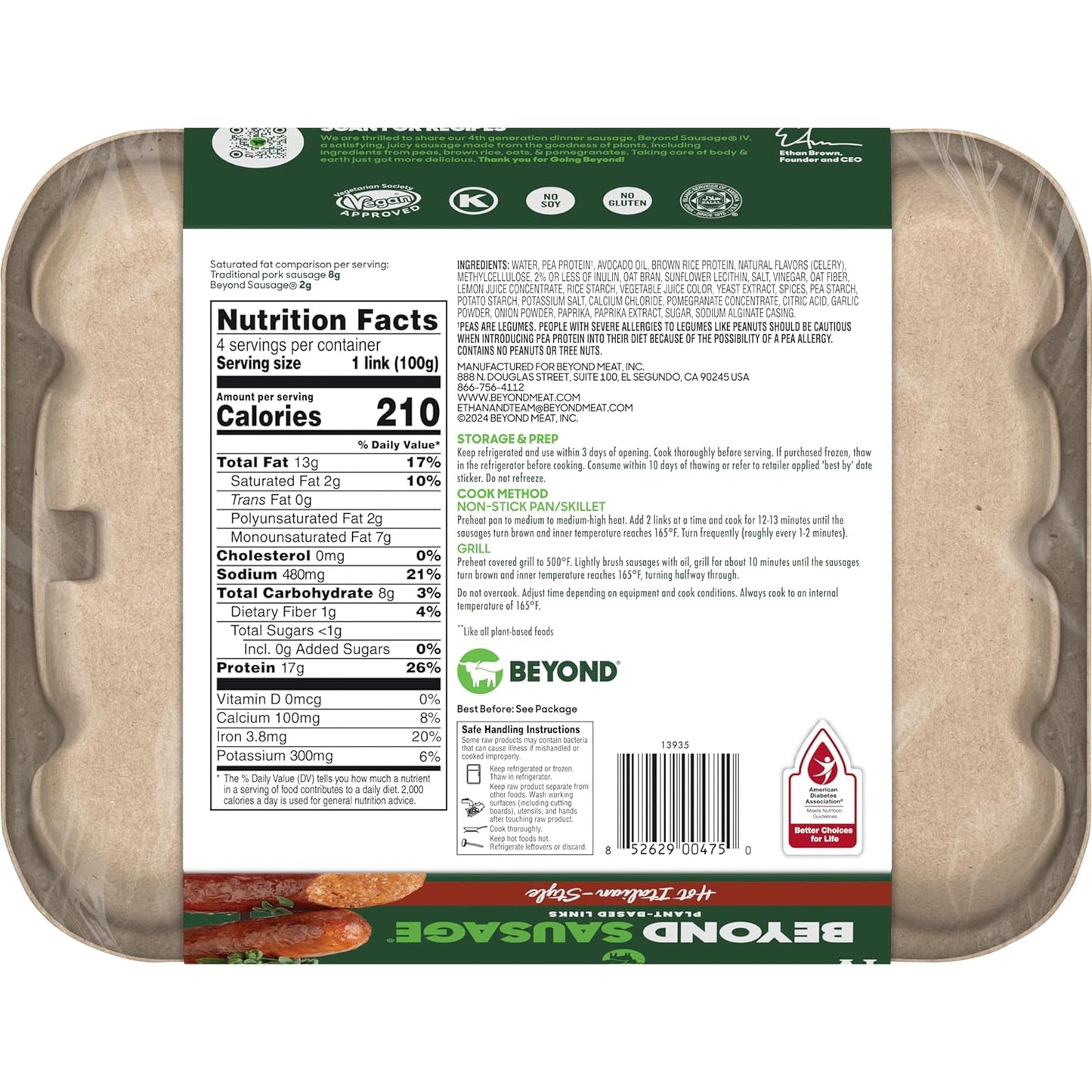 Sausage Plant-Based Dinner Links, Hot Italian 14 Oz