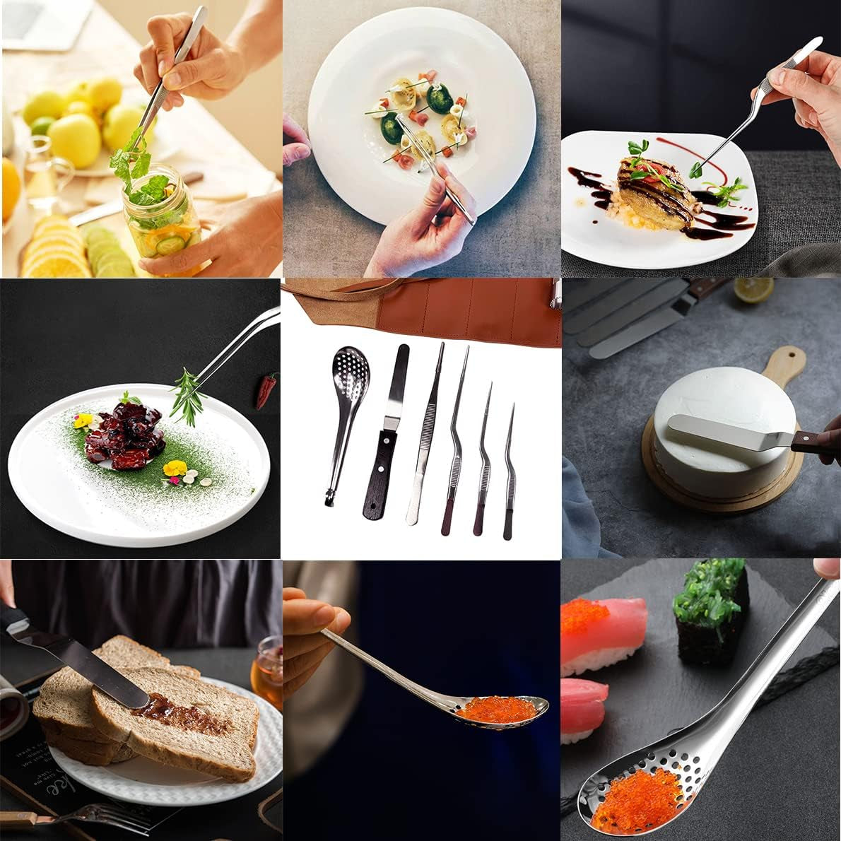 Professional Chef Plating Kit, 12 Piece Culinary Plating Set, Stainless Steel (12 Piece)