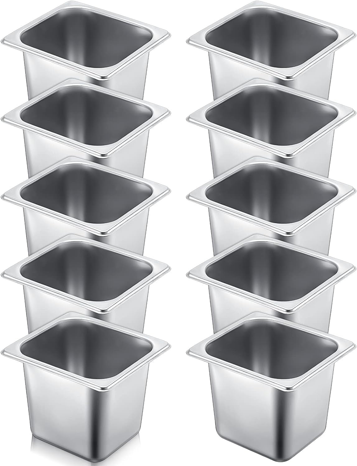 10 Pack Hotel Pans Stainless Steel Steam Table Pan Stackable Catering Pan anti Jam Steam Pan Metal Food Pan for Hotel Restaurant Buffet Party Supplies (10.4 X 6.4 X 5.9 Inch)